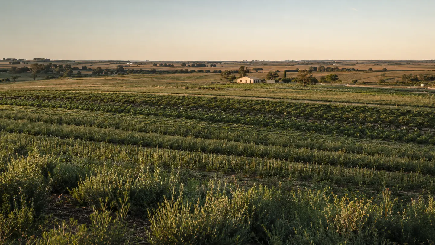 Rural landscape near Carmelo, Uruguay at golden hour