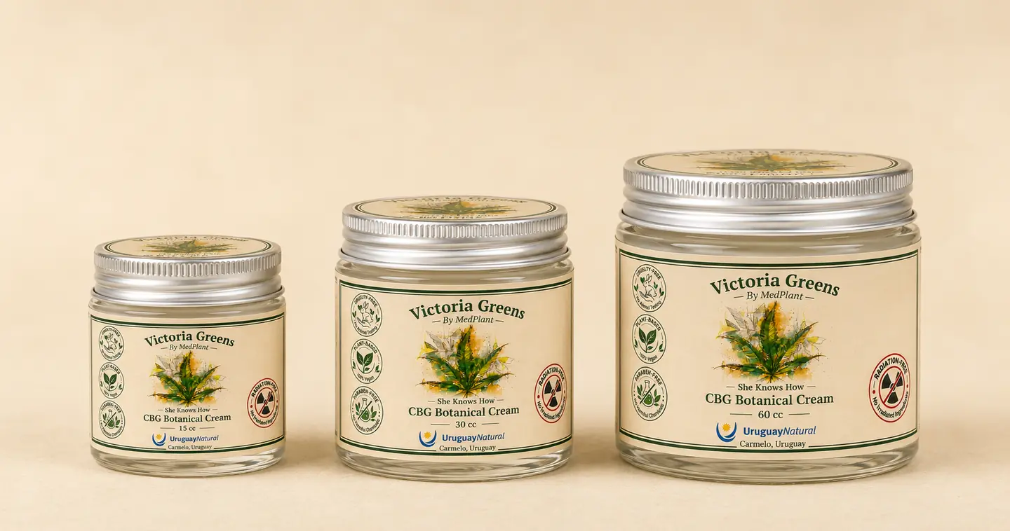 Victoria Greens CBG botanical cream in 15 cc, 30 cc and 60 cc